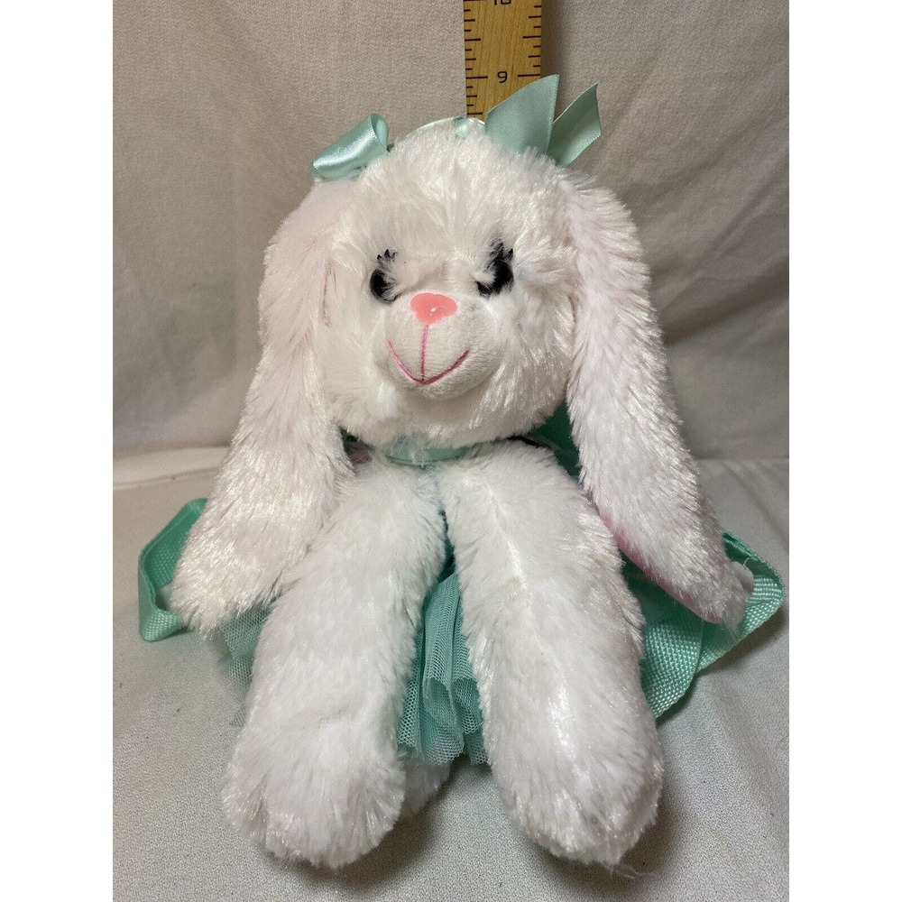POOCHIE & CO Girls White Poodle Purse Plush Puppy Dog Turquoise Sequin Skirt